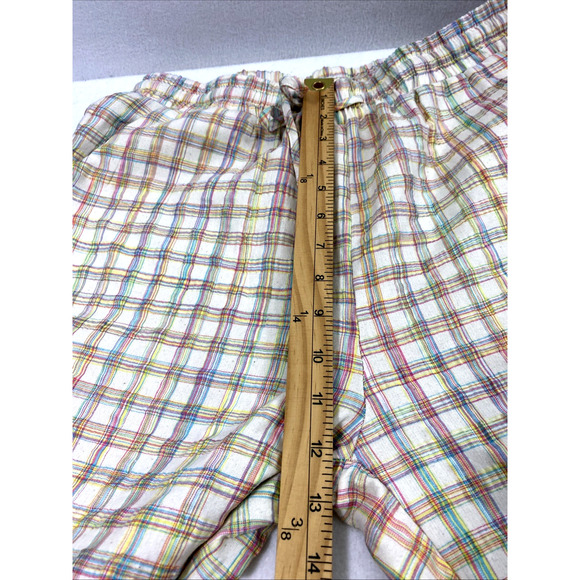 Lili Sidonio Pants Womens Large Neon Plaid Seersucker Elastic Cuff Cargo Pockets - Picture 9 of 14
